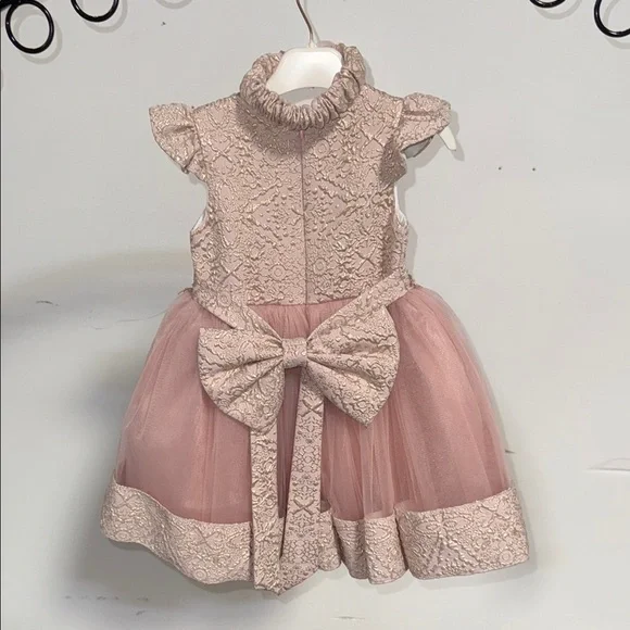 Elegant Pink Lace Kids Formal Dress and Matching Headband